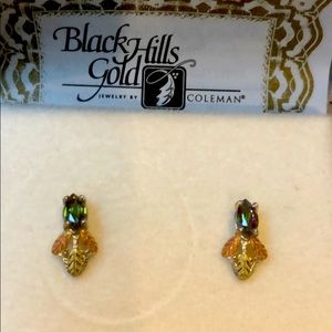 12K Black Hills Gold 925 Mystic Topaz earrings
